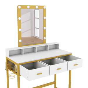 Dressing table with light FRANCESCA white/gold