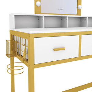 Dressing table with light FRANCESCA white/gold