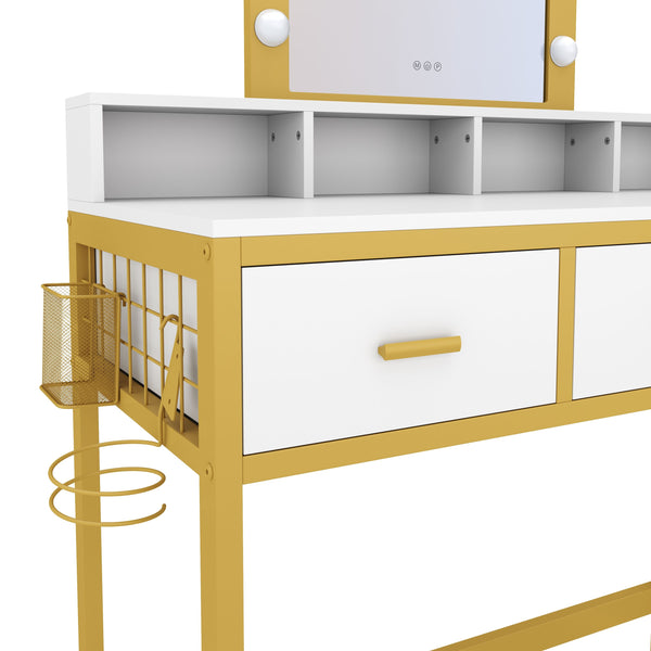 Dressing table with light FRANCESCA white/gold