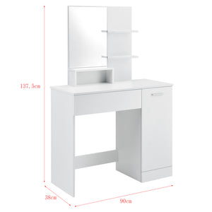 Dressing table/vanity Krugersdorp 138x90x38cm with shelves, white