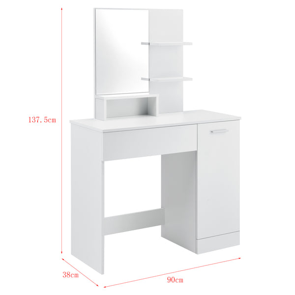 Dressing table/vanity Krugersdorp 138x90x38cm with shelves, white