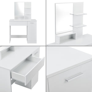 Dressing table/vanity Krugersdorp 138x90x38cm with shelves, white