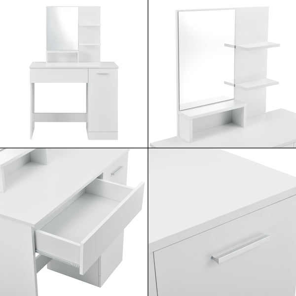 Dressing table/vanity Krugersdorp 138x90x38cm with shelves, white