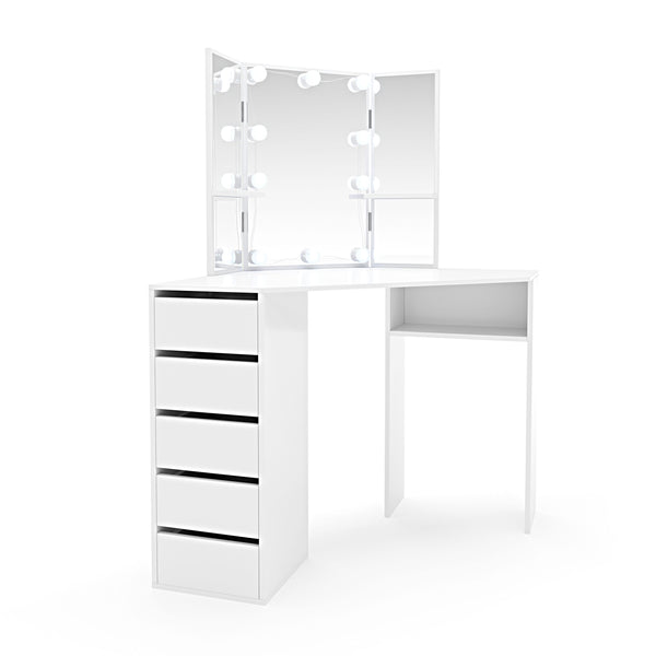 Vanitya LED dressing table, white