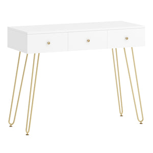 Dressing table with stool and mirror APHRODITE 100 x 40 cm white/gold/pink