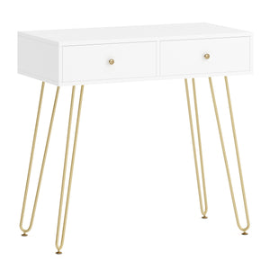 Dressing table with stool and mirror APHRODITE 80 x 40 cm white/gold/pink