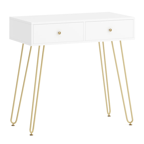 Dressing table with stool and mirror APHRODITE 80 x 40 cm white/gold/pink