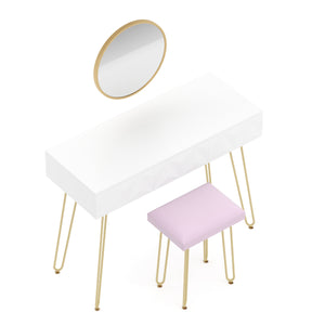 Dressing table with stool and mirror ELEONORA 100 x 40 cm white/gold/pink