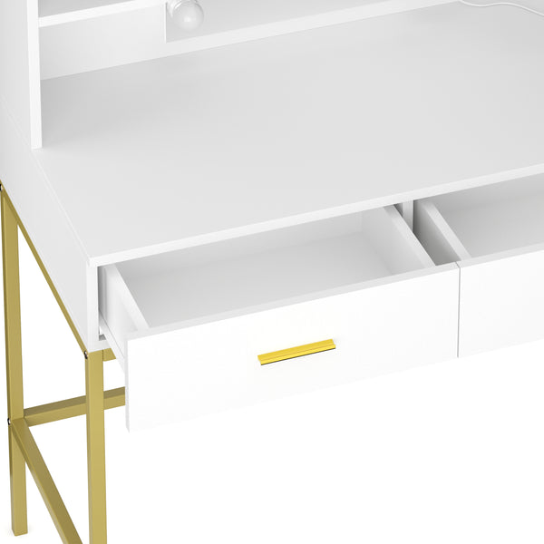 Dressing table with light SELENE white/gold