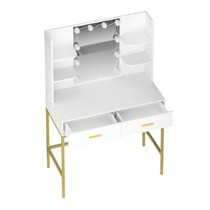 Dressing table with light SELENE white/gold