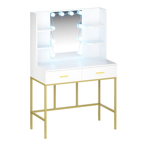 Dressing table with light SELENE white/gold