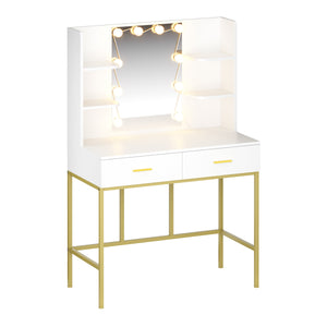 Dressing table with light SELENE white/gold