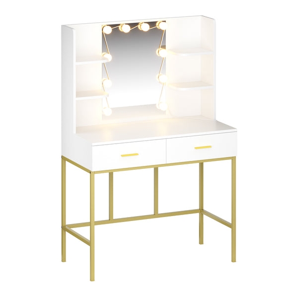 Dressing table with light SELENE white/gold
