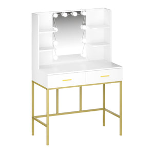 Dressing table with light SELENE white/gold
