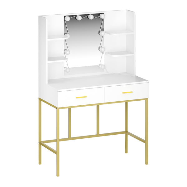 Dressing table with light SELENE white/gold