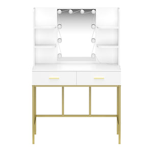 Dressing table with light SELENE white/gold