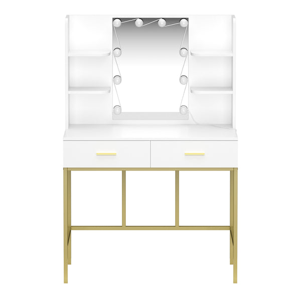 Dressing table with light SELENE white/gold