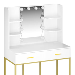 Dressing table with light SELENE white/gold