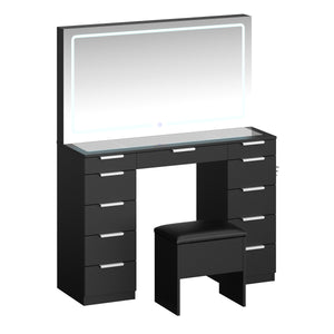Schminktisch mit Licht und Hocker AURA schwarz