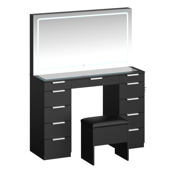 Schminktisch mit Licht und Hocker AURA schwarz