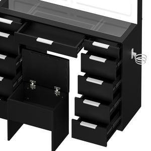 Schminktisch mit Licht und Hocker AURA schwarz