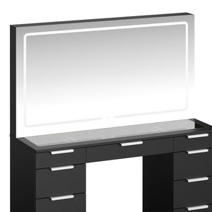 Schminktisch mit Licht und Hocker AURA schwarz