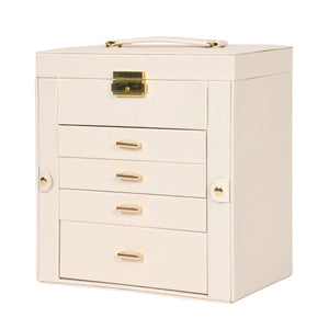 Schmuckkästchen abschliessbar 4 Schubladen beige/rosa
