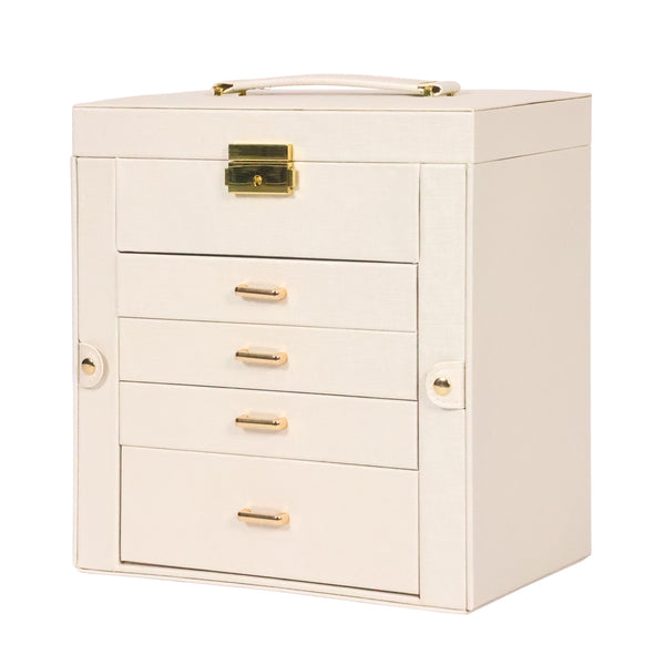 Schmuckkästchen abschliessbar 4 Schubladen beige/rosa