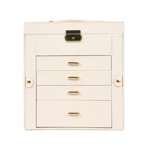 Schmuckkästchen abschliessbar 4 Schubladen beige/rosa