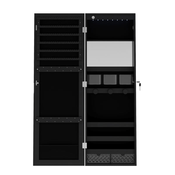 Schmuckschrank mit Spiegel ANTOINETTE schwarz