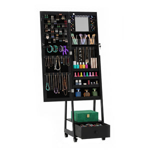 Schmuckschrank mit Spiegel CHARLOTTE schwarz