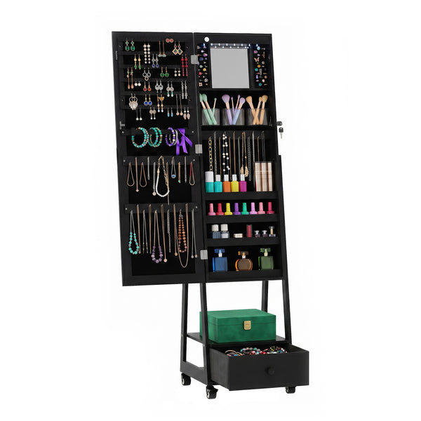 Schmuckschrank mit Spiegel CHARLOTTE schwarz