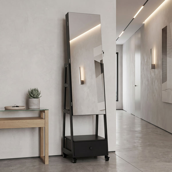 Schmuckschrank mit Spiegel CHARLOTTE schwarz