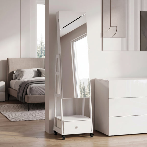 Schmuckschrank mit Spiegel CHARLOTTE weiss