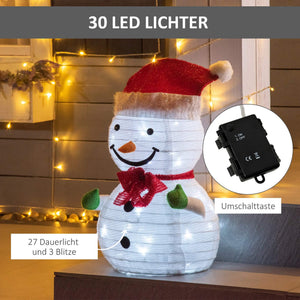 Schneemann mit LED 30 cm x 30 cm x 51 cm