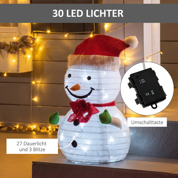Schneemann mit LED 30 cm x 30 cm x 51 cm