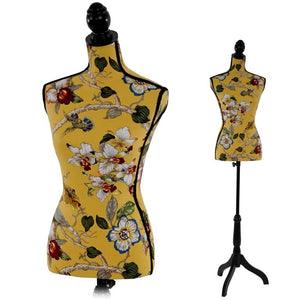 Schneiderpuppe Fiberglas Gelb mit Blumen