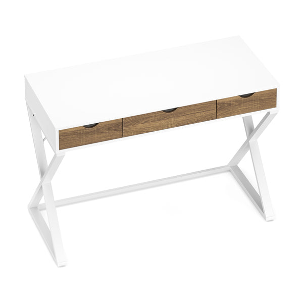 Schreibtisch ANUBIS mit Schubladen 100 x 50 x 75 cm weiss/braun