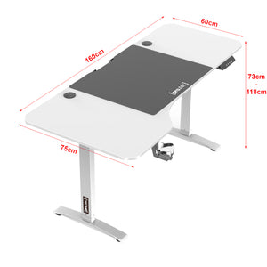 Tavolo elettrico regolabile in altezza Oxnard, 160x75cm, bianco