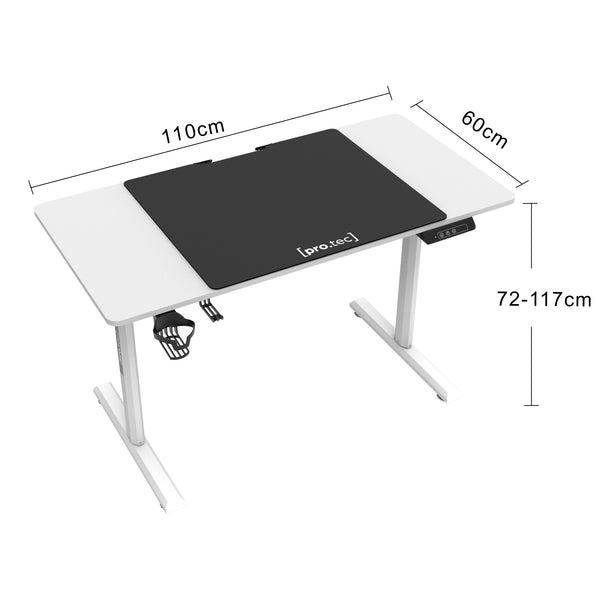 Tavolo regolabile in altezza Pomona elettrico 110x60cm bianco