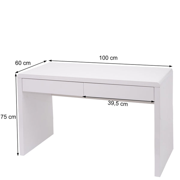 Schreibtisch Arbeitstisch, Hochglanz 100x60cm weiss