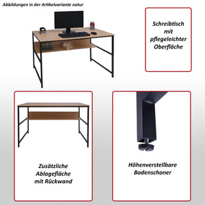 Schreibtisch Bürotisch Computertisch 120x60cm grau-braun