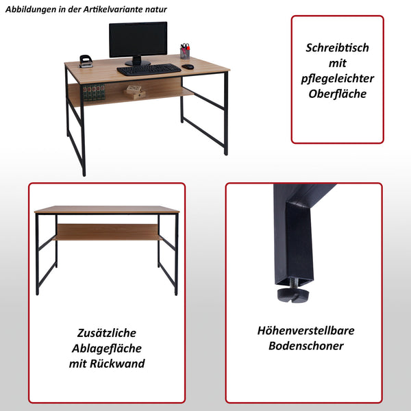 Schreibtisch Bürotisch Computertisch 120x60cm grau-braun