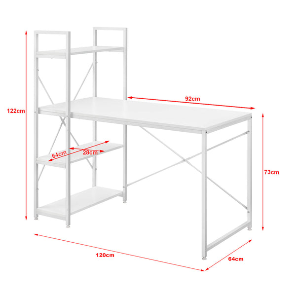 Schreibtisch Stavanger 122x120x64 cm mit Regal 4 Flächen Metall