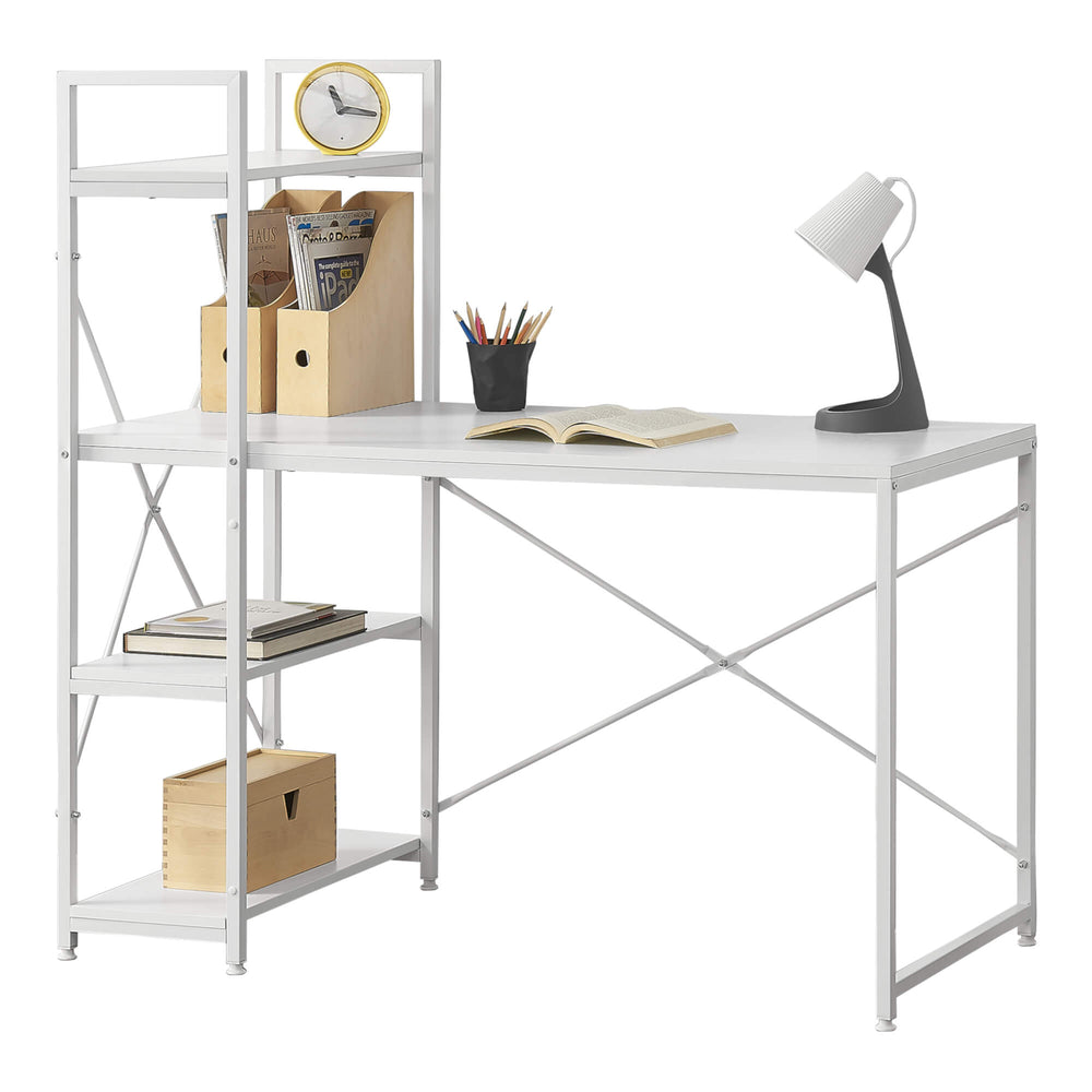 Bureau Stavanger 122 x 120 x 64 cm avec 4 étagères, métal