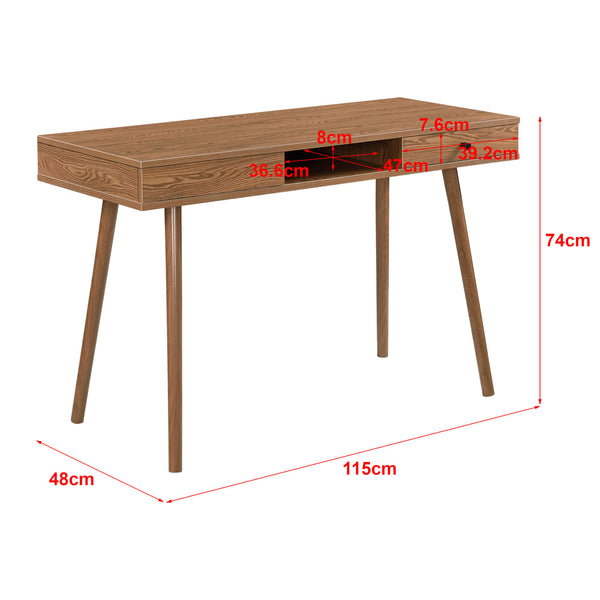 Schreibtisch Habo mit Ablage und Schublade 115x48x74cm Dunkler Holzton