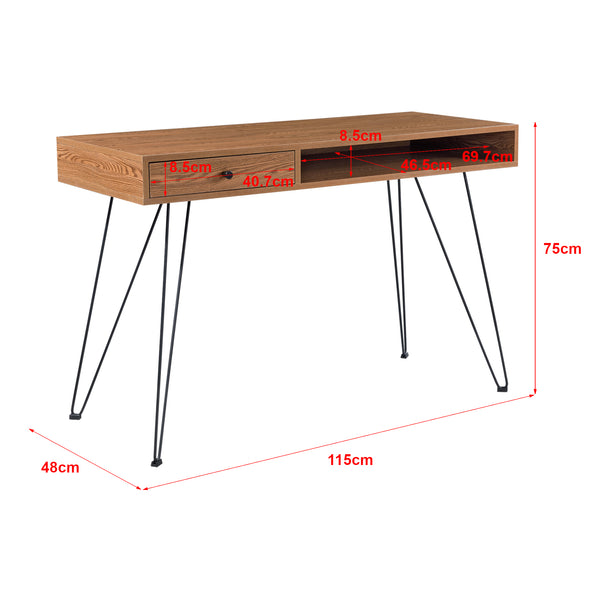 Schreibtisch Munkfors 75x115x48cm Dunkler Holzton Schwarz