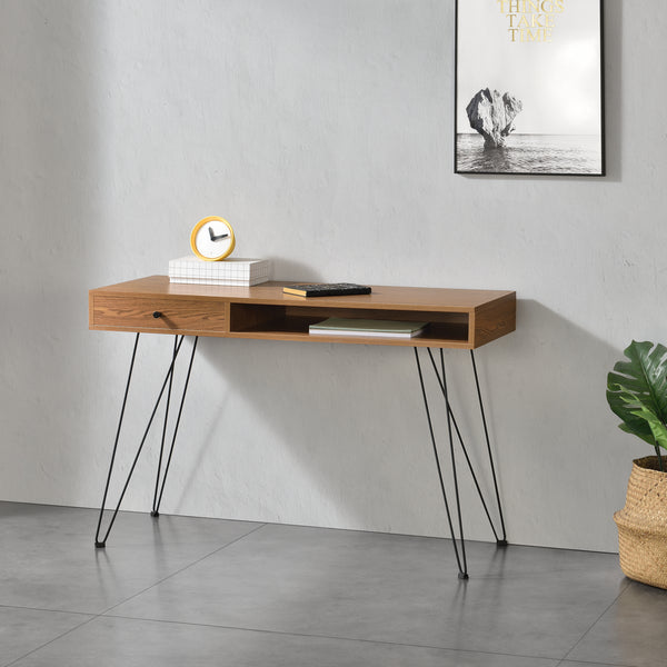 Schreibtisch Munkfors 75x115x48cm Dunkler Holzton Schwarz