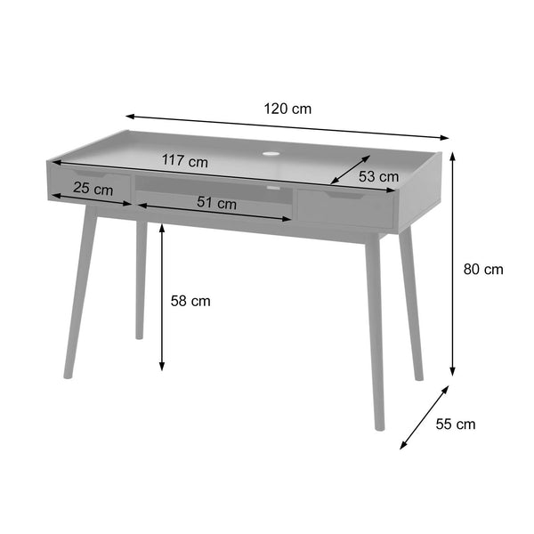 Schreibtisch Bürotisch Computertisch, MDF 120x55cm weiss