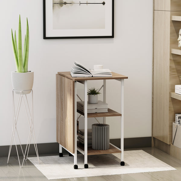 Schreibtisch Bürotisch Mobiler Computertisch mit Rollen 107x55x76cm